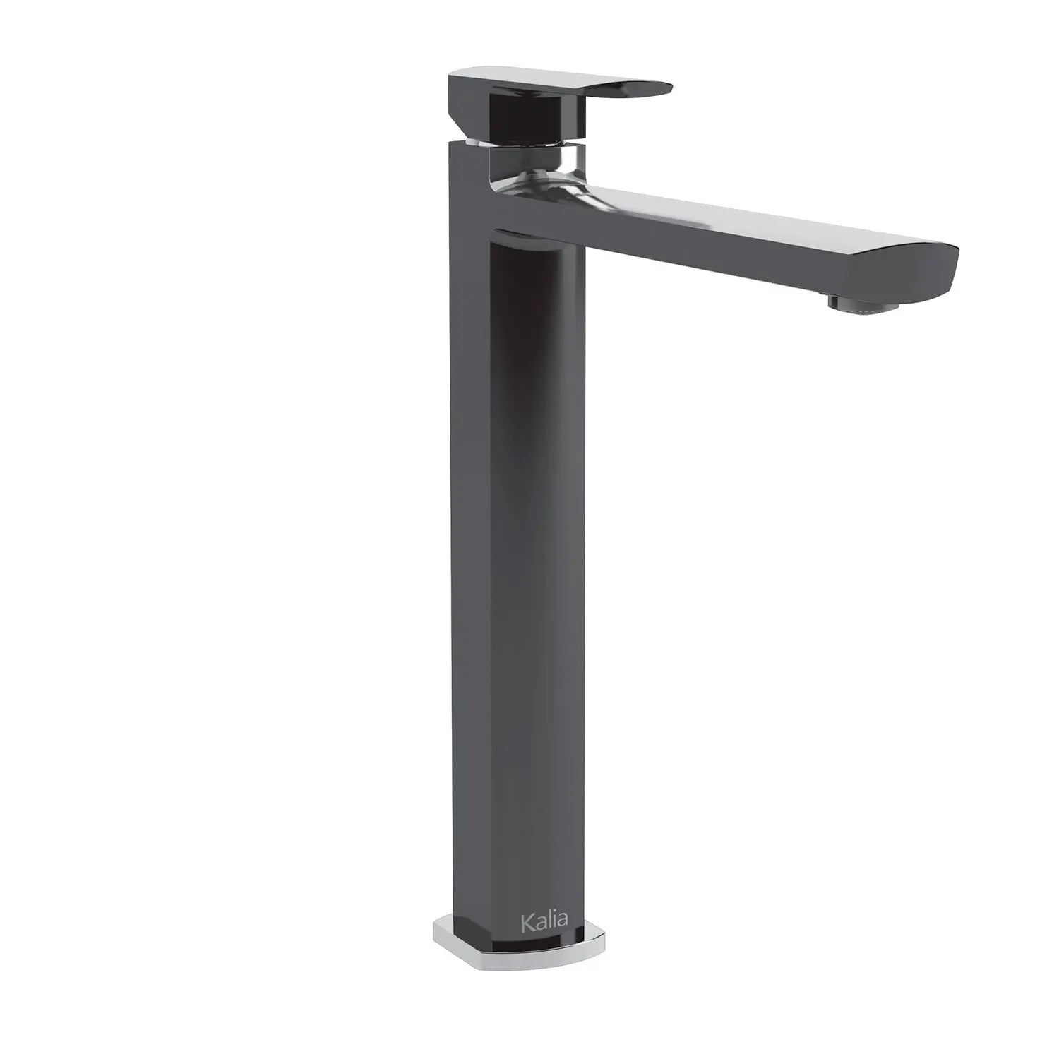 Kalia GRAFIK 11" Tall Single Hole Lavatory Vessel Faucet (Without Drain)- Black/Chrome Kalia