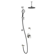 Kalia KONTOUR T2 AQUATONIK T/P Shower Kit System with Vertical Ceiling Arm and 8" Round Rain Shower Head- Black/Chrome Kalia