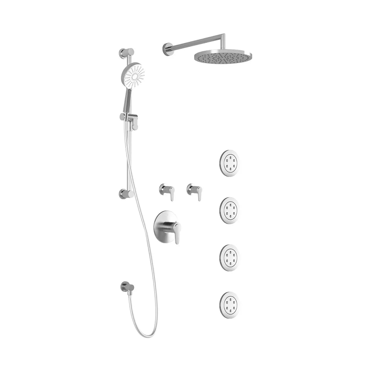 Kalia KONTOUR T375 PLUS (Valves Not Included) Thermostatic Shower Kit System with Wall Arm and 10" Round Rain Shower Head- Chrome Kalia