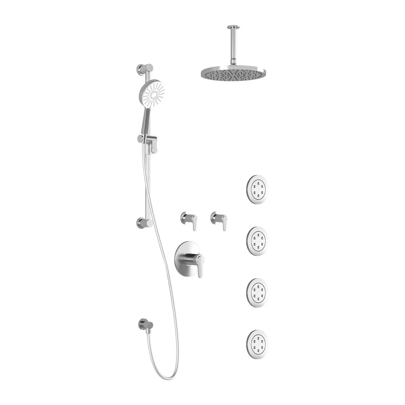 Kalia KONTOUR T375 PLUS Thermostatic Shower Kit System with Vertical Ceiling Arm and 10" Round Rain Shower Head- Chrome Kalia