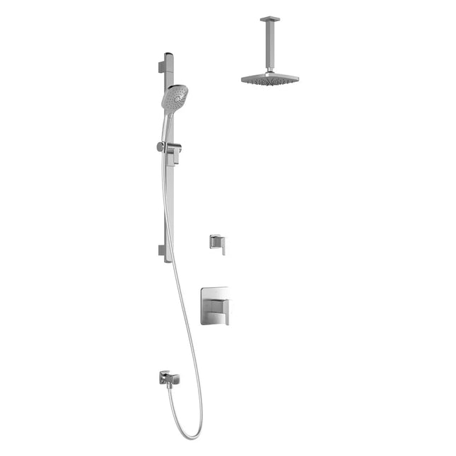 Kalia GRAFIK T2 AQUATONIK T/P Shower Kit System Vertical Ceiling Arm and 8" Square Rain Shower Head- Chrome Kalia