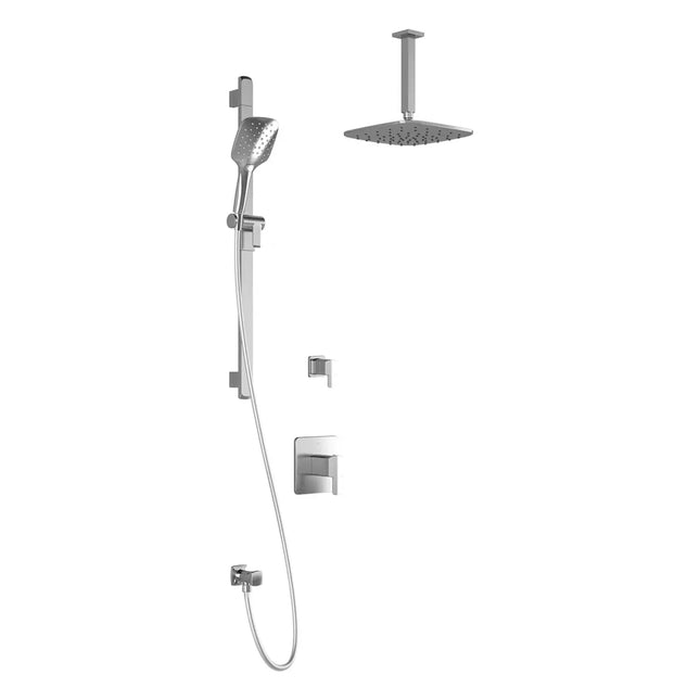 Kalia GRAFIK T2 PLUS AQUATONIK T/P Shower Kit System Vertical Ceiling Arm and 10" Square Rain Shower Head- Chrome Kalia