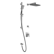 Kalia GRAFIK T2 PREMIA (Valves Not Included) AQUATONIK T/P Shower Kit System with Wall Arm and 12" Square Rain Shower Head- Chrome/Black Kalia