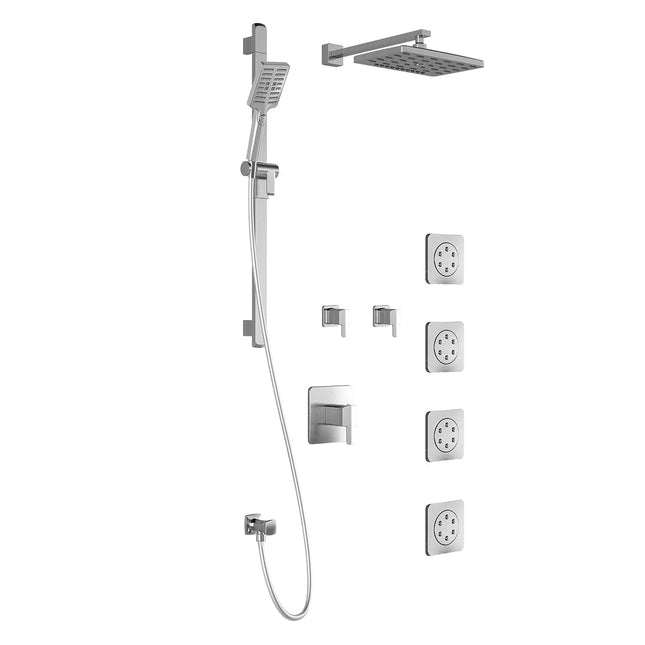 Kalia GRAFIK T375 PREMIA Thermostatic Shower Kit System with Wall Arm and 12" Rectangle Rain Shower Head- Chrome Kalia