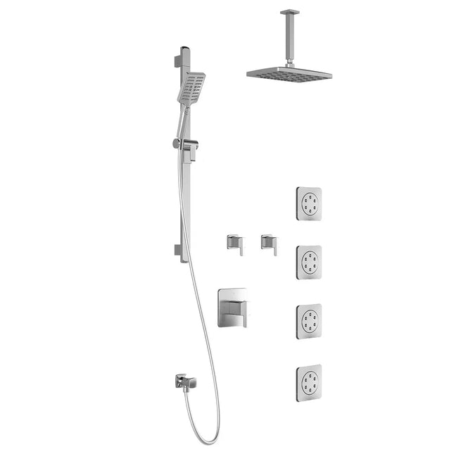 Kalia GRAFIK T375 PREMIA (Valves Not Included) Thermostatic Shower Kit System with Vertical Ceiling Arm and 12" Rectangle Rain Shower Head- Chrome Kalia