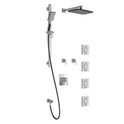 Kalia GRAFIK T375 PREMIA (Valves Not Included) Thermostatic Shower Kit System with Wall Armand 12" Rectangle Rain Shower Head- Chrome/Black Kalia