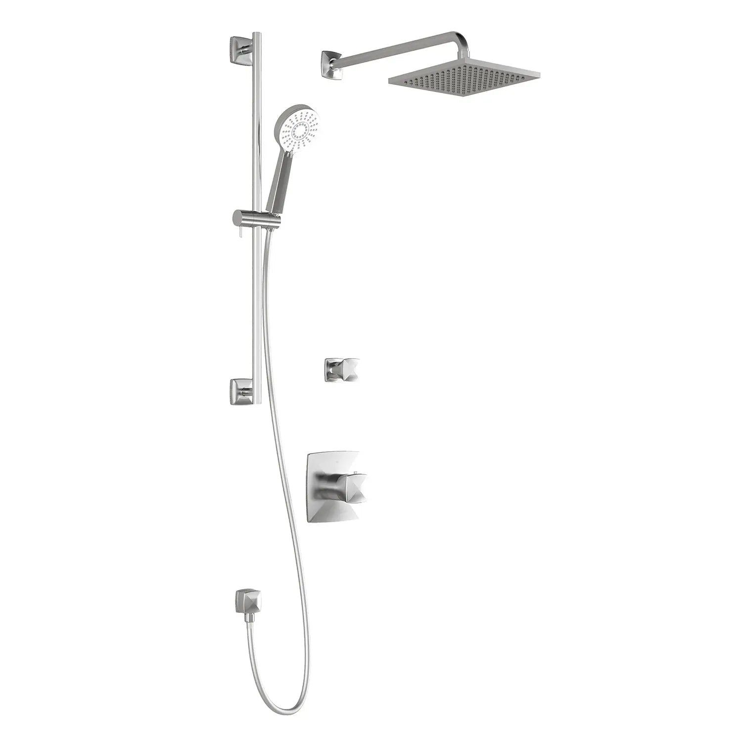 Kalia UMANI TD2 : AQUATONIK T/P Shower System with Wall Arm 8" Square Shower Head and Hand Shower- Chrome Kalia