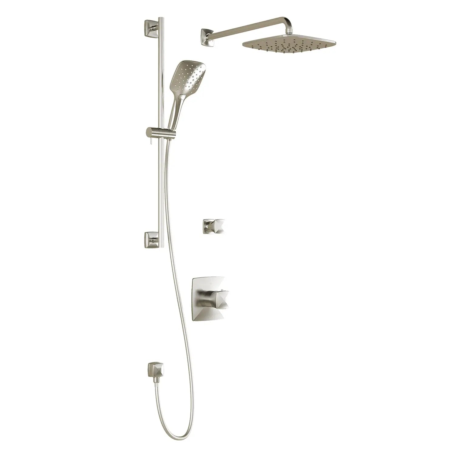 Kalia UMANI TD2 PLUS AQUATONIK T/P Shower System with 10" Square Shower Head Hand Shower and Wall Arm -Brushed Nickel PVD Kalia