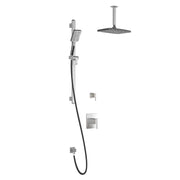 Kalia GRAFIK TD2 PREMIA AQUATONIK T/P Shower Kit System Vertical Ceiling Arm 12" Rectangle Rain Shower Head- Chrome/Black Kalia