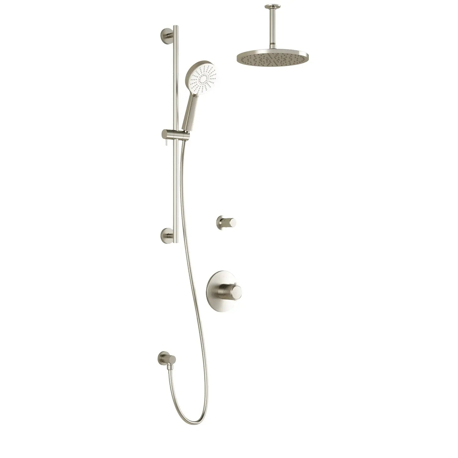 Kalia CITÉ TD2 PLUS AQUATONIK T/P Shower Kit System with Vertical Ceiling Arm and 10" Round Rain Shower Head- Brushed Nickel PVD Kalia
