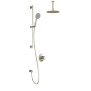 Kalia CITÉ PB4 (Valve Not Included) Pressure Balance Shower System With Round Shower Head and Hand Shower Vertical Ceiling Arm -Brushed Nickel PVD Kalia