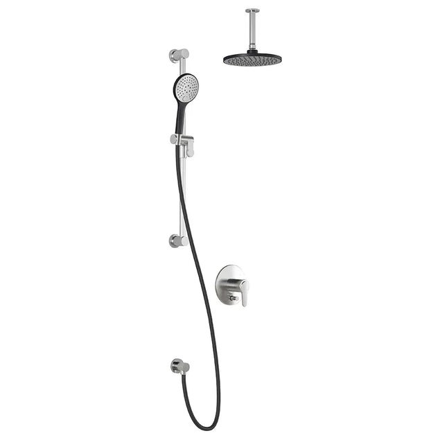 Kalia KONTOUR PB4 (Valve Not Included) Pressure Balance Shower System Vertical Ceiling Arm- Black/Chrome Kalia