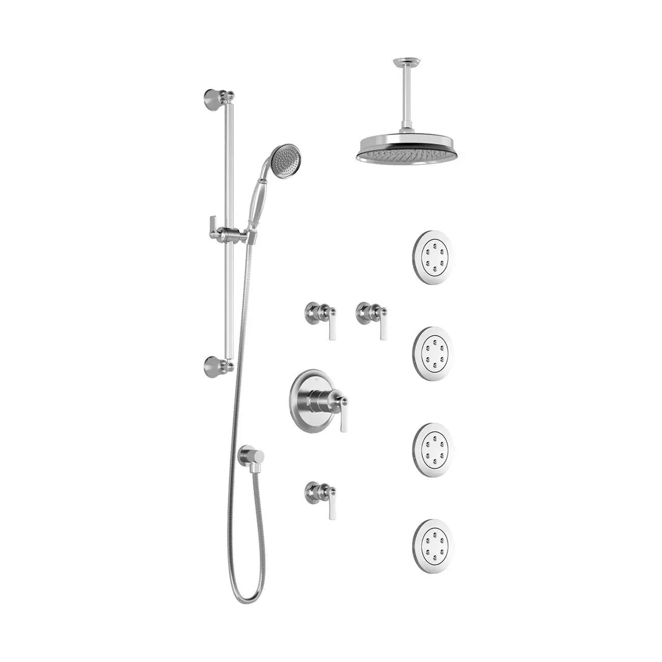 Kalia RUSTIK T375 (Valves Not Included) Thermostatic Shower System with Vertical Ceiling Arm- Chrome Kalia