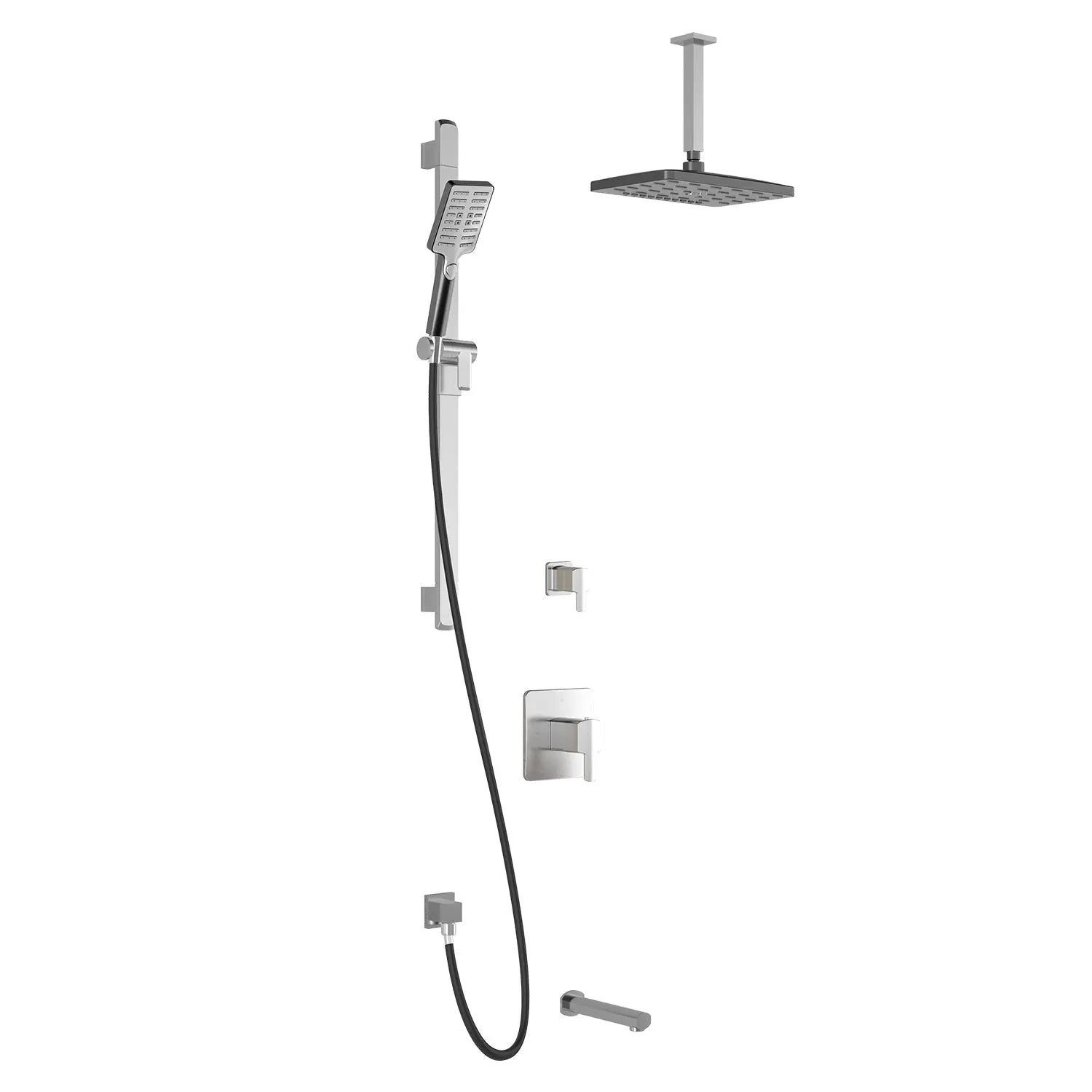 Kalia GRAFIK TD3 PREMIA (Valves Not Included) AQUATONIK T/P Shower System Vertical Ceiling Arm- Chrome/Black Kalia