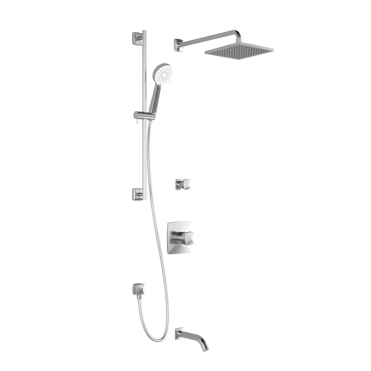KALIA UMANI TD3 : AQUATONIK T/P Shower System with 8" Square Shower Head and Round Hand Shower and Wall Arm -Chrome Kalia