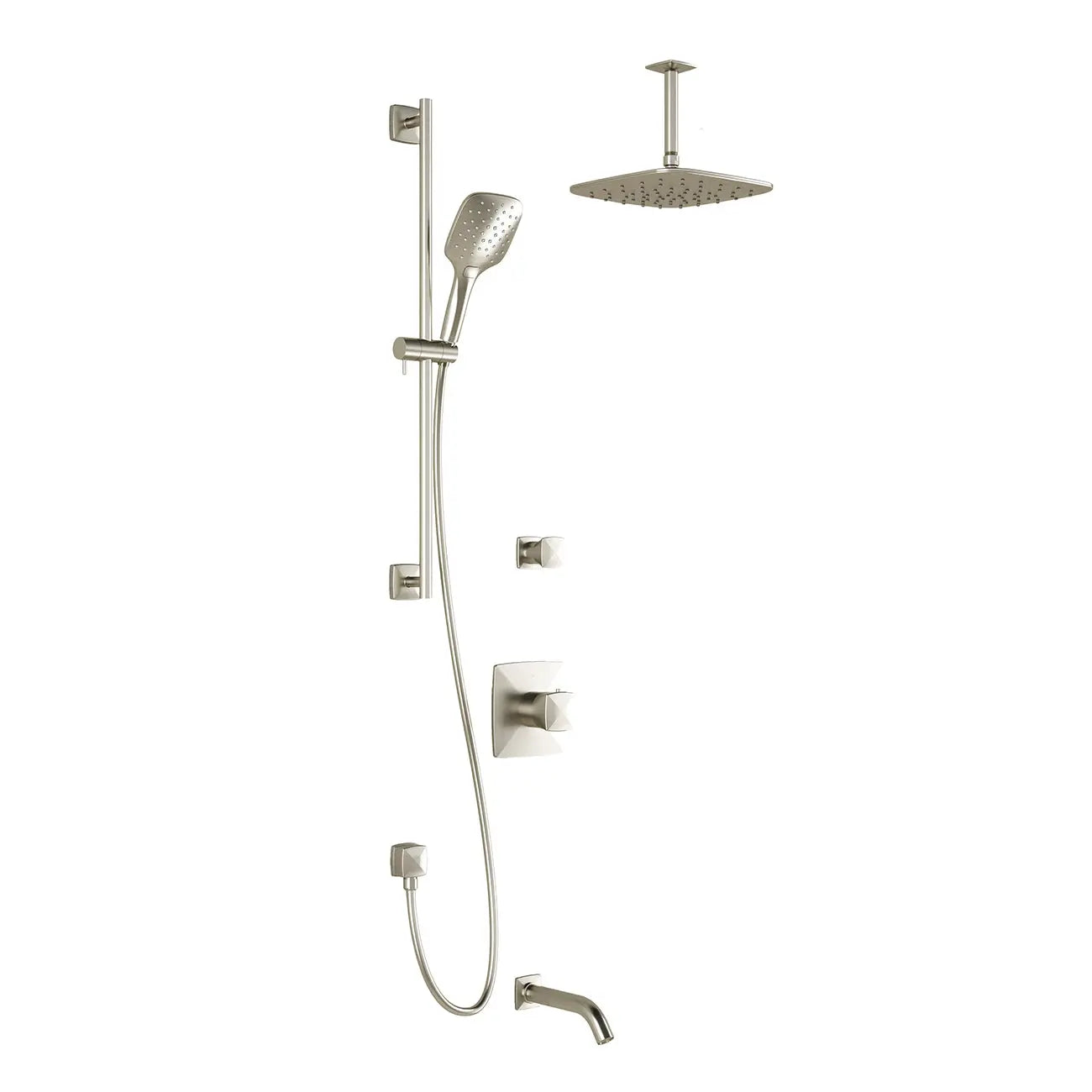 Kalia UMANI TD3 PLUS AQUATONIK T/P Shower System with Vertical Ceiling Arm- Brushed Nickel PVD Kalia