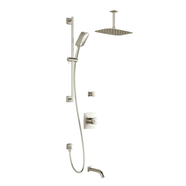 Kalia UMANI TD3 PREMIA (Valves Not Included) AQUATONIK T/P Shower System with Vertical Ceiling Arm- Brushed Nickel PVD Kalia