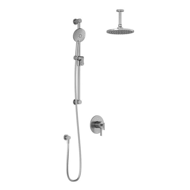 Kalia RoundOne TCD1 (Valve Not Included) AQUATONIK T/P Coaxial Shower System with Vertical Ceiling Arm- Chrome Kalia