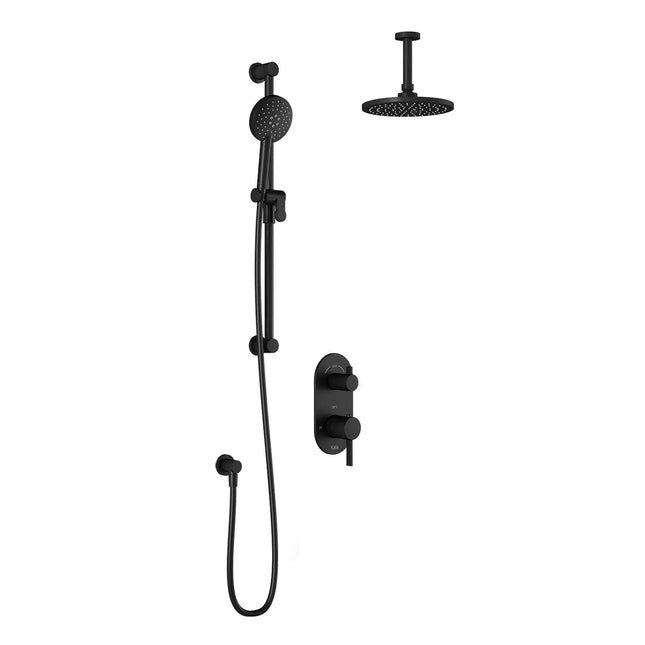 Kalia RoundOne TD2 (Valve Not Included) AQUATONIK T/P with Diverter Shower System with Vertical Ceiling Arm- Matte Black Kalia