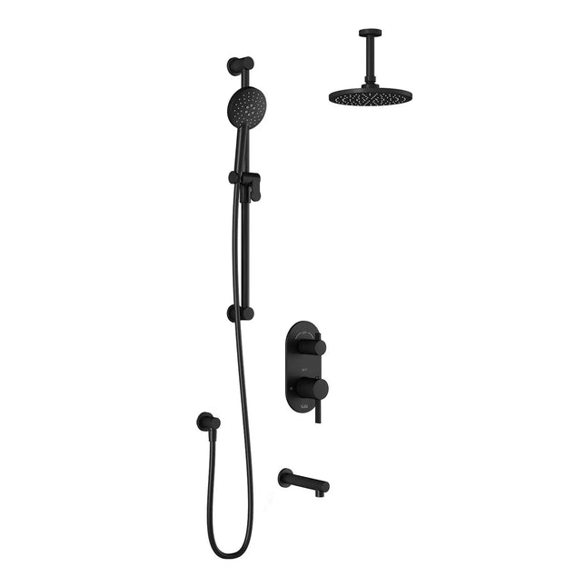 Kalia RoundOne TD3 (Valve Not Included) AQUATONIK T/P with Diverter Shower System with Vertical Ceiling Arm- Matte Black Kalia