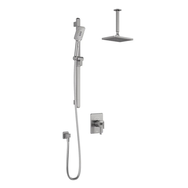 Kalia SquareOne TCD1 (Valve Not Included) AQUATONIK T/P Coaxial Shower System with 10-1/4" Shower Head and Vertical Ceiling Arm- Pure Nickel PVD Kalia