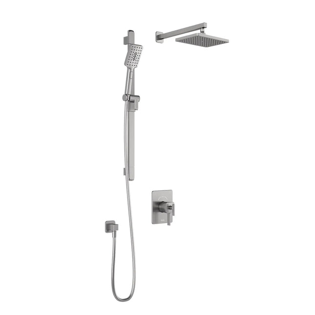 Kalia SquareOne TCD1 (Valve Not Included) AQUATONIK T/P Coaxial Shower System with 10-1/4" Shower Head and Wall Arm- Pure Nickel PVD Kalia