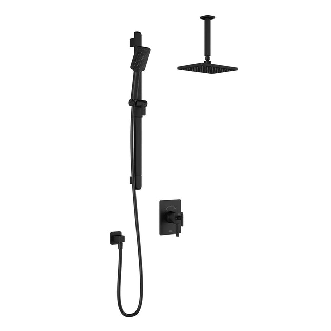 Kalia SquareOne TCD1 (Valve Not Included) AQUATONIK T/P Coaxial Shower System with Vertical Ceiling Arm- Matte Black Kalia
