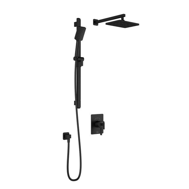 Kalia SquareOne TCD1 (Valve Not Included) AQUATONIK T/P Coaxial Shower System with Wall Arm- Matte Black Kalia
