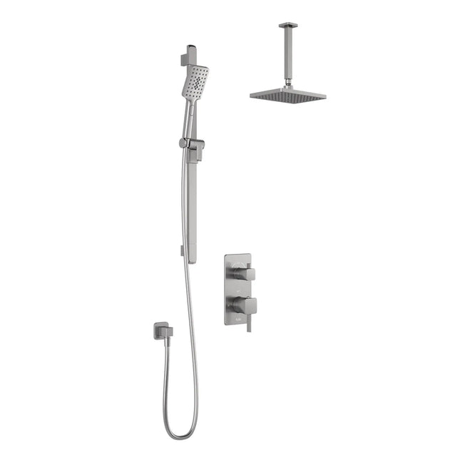 Kalia SquareOne TD2 (Valve Not Included) AQUATONIK T/P with Diverter Shower System with Vertical Ceiling Arm- Pure Nickel PVD Kalia