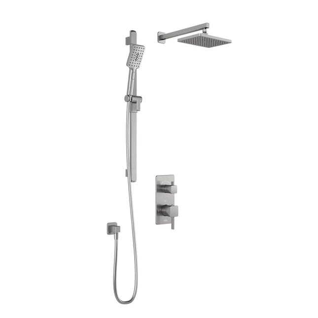 Kalia SquareOne TD2 (Valve Not Included) AQUATONIK T/P with Diverter Shower System with 10-1/4" Shower Head with Wall Arm- Pure Nickel PVD Kalia