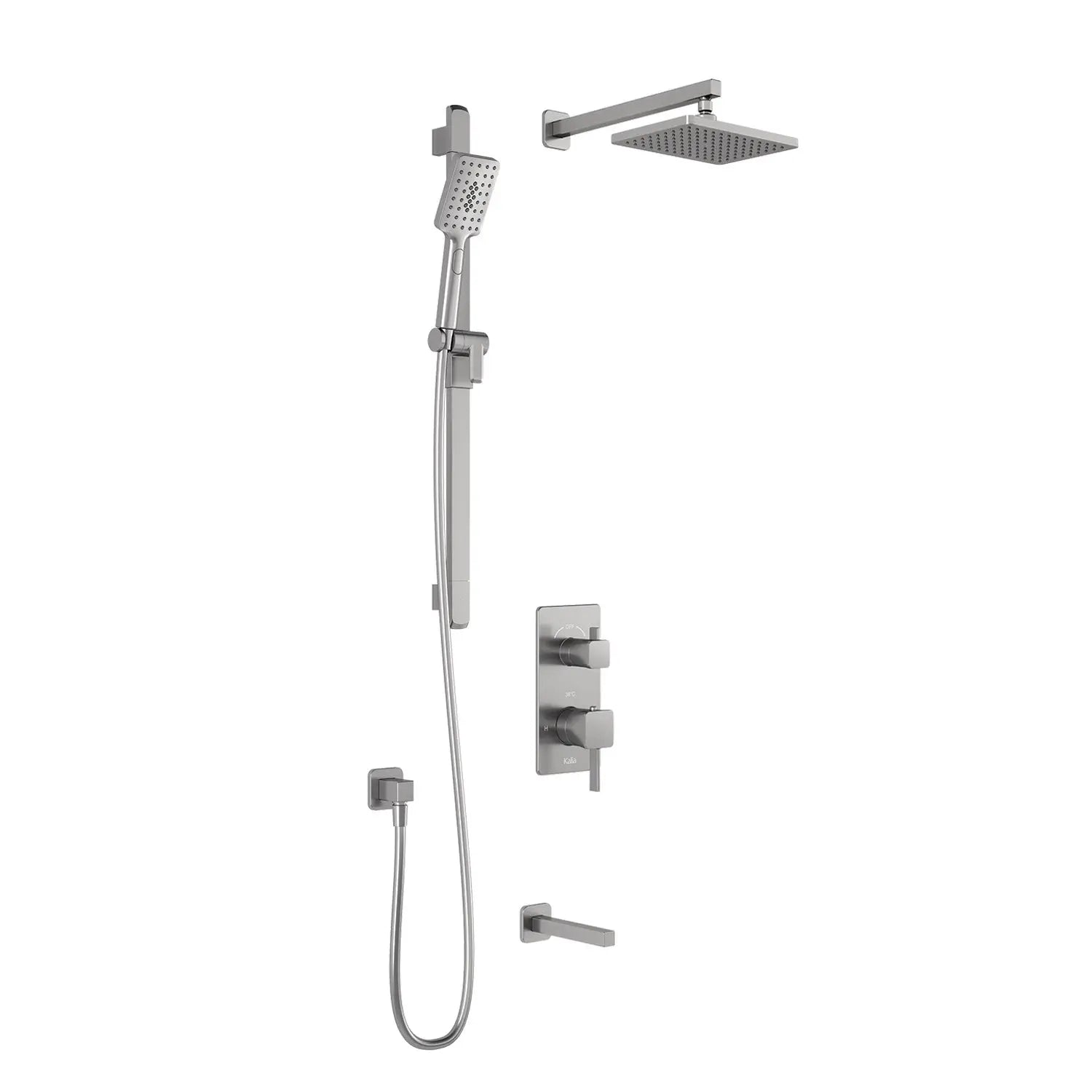 Kalia SquareOne TD3 (Valve Not Included) AQUATONIK T/P with Diverter Shower System with 10-1/4" Shower Head with Wall Arm- Pure Nickel PVD Kalia
