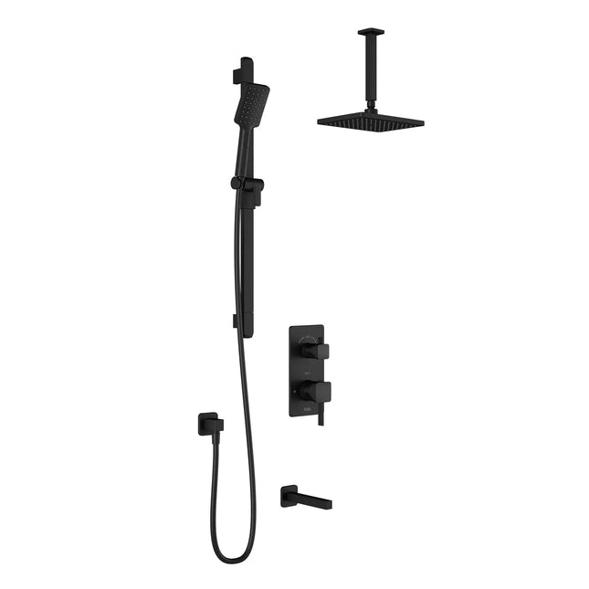 Kalia SquareOne TD3 (Valve Not Included) AQUATONIK T/P with Diverter Shower System with 10-1/4" Shower Head with Vertical Ceiling Arm -Matte Black Kalia