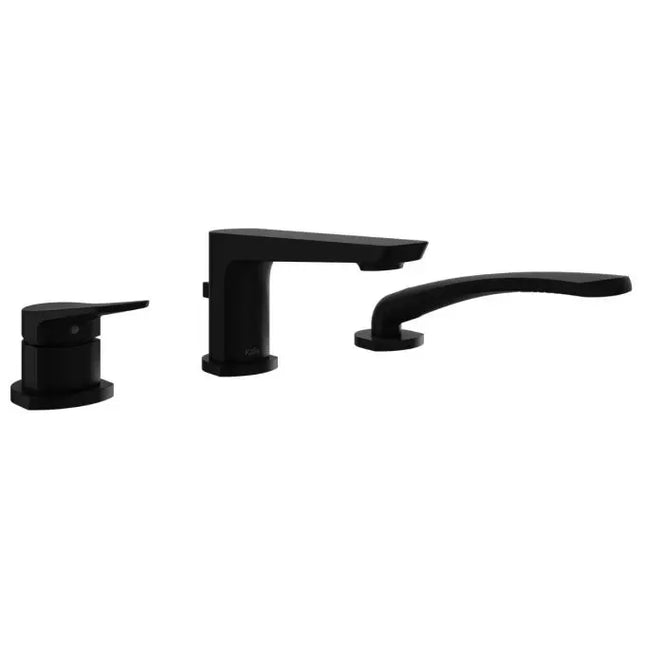 Kalia 3-Piece Deckmount Tub Filler with Handshower Cartridge Included Without Rough-in- Matte Black Kalia