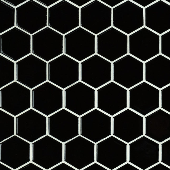 MSI SURFACES BLACK 2" HEXAGON GLOSSY (Sold Per Box) SMOT-PT-RETNERO-2HEXG MSI Surfaces