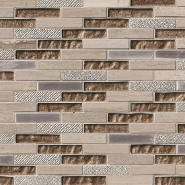 MSI SURFACES DIAMANTE BRICK GLASS & METAL TILE (Sold Per Box) SMOT-SGLSMT-DIA8MM MSI Surfaces