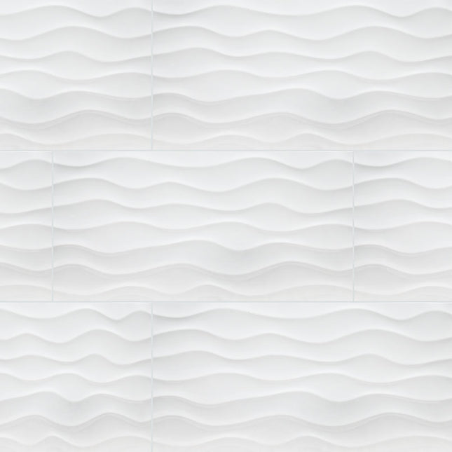 MSI SURFACES DYMO WAVY WHITE WALL TILE 12X36 GLOSSY (Sold Per Box) NDYMWAVWHI1236-N MSI Surfaces