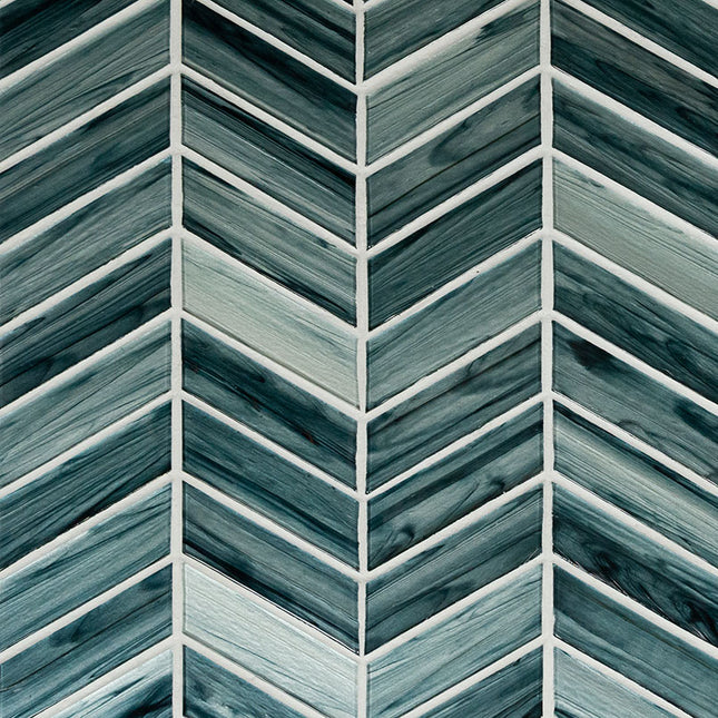 MSI SURFACES MIDNIGHT BLUE OMBRE CHEVRON TILE (Sold Per Box) SMOT-GLS-MIBLOM6MM MSI Surfaces