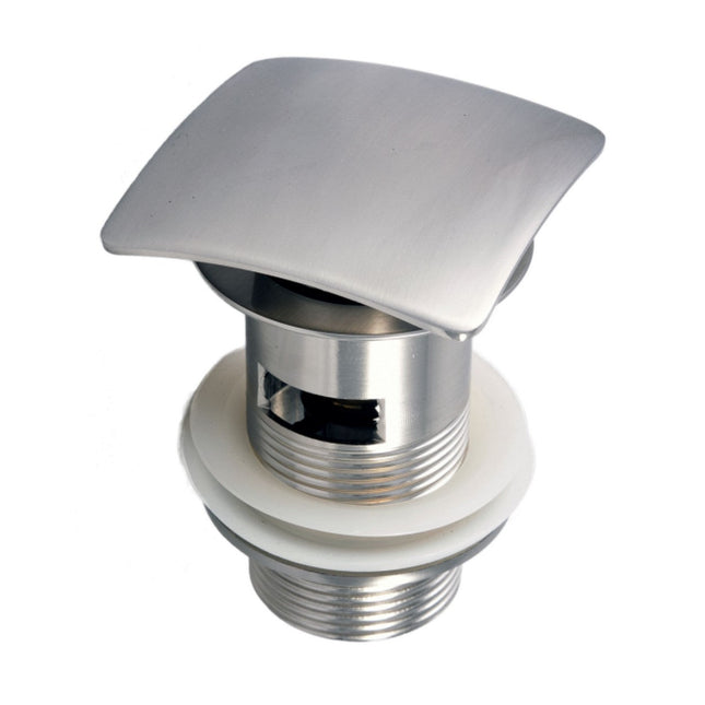 Kubebath Solid Brass Construction Square Pop-up Drain With Brush Nickel Finish – With Overflow Kube Bath