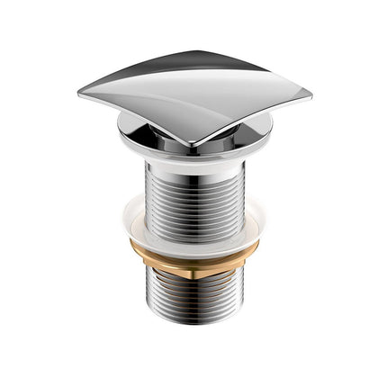 Kubebath Solid Brass Construction Square Pop-up Drain With Chrome Finish – No Overflow Kube Bath
