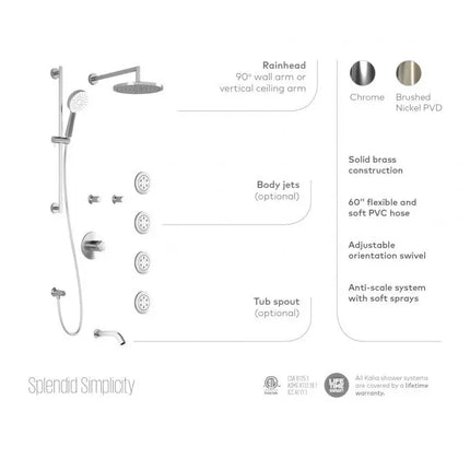 Kalia CITÉ TCD1 (Valve Not Included) AQUATONIK T/P Coaxial Shower System with Wall Arm- Brushed Nickel PVD Kalia