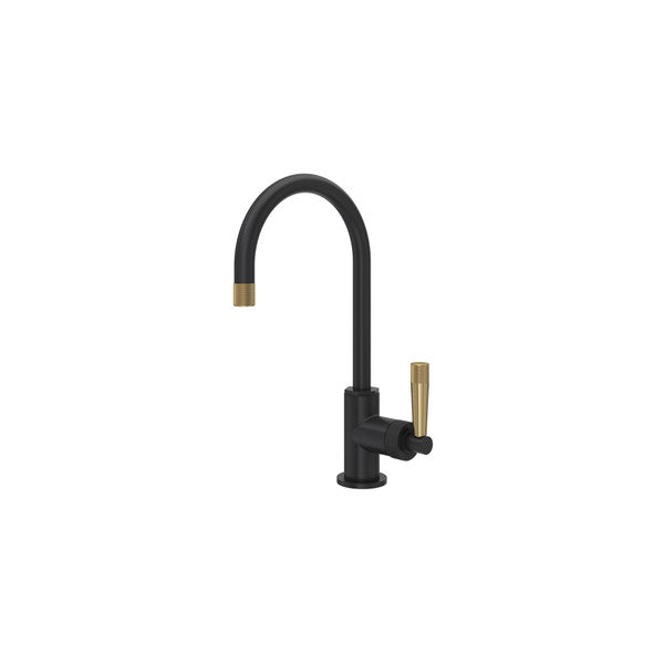 Rohl Graceline Bar & Food Prep Kitchen Faucet With C-Spout - Matte Black With Antique Gold Accent | Model Number: MB7960LMMBA MB7960LMMBA ROHL