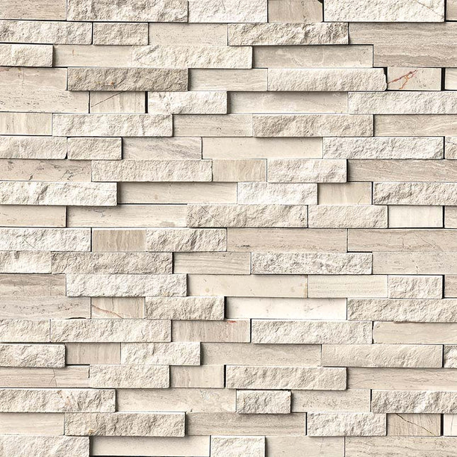 MSI SURFACES WHITE QUARRY SPLITFACE MOSAIC INTERLOCKING WALL TILE (Sold Per Box) SMOT-WQ-SFIL10MM MSI Surfaces